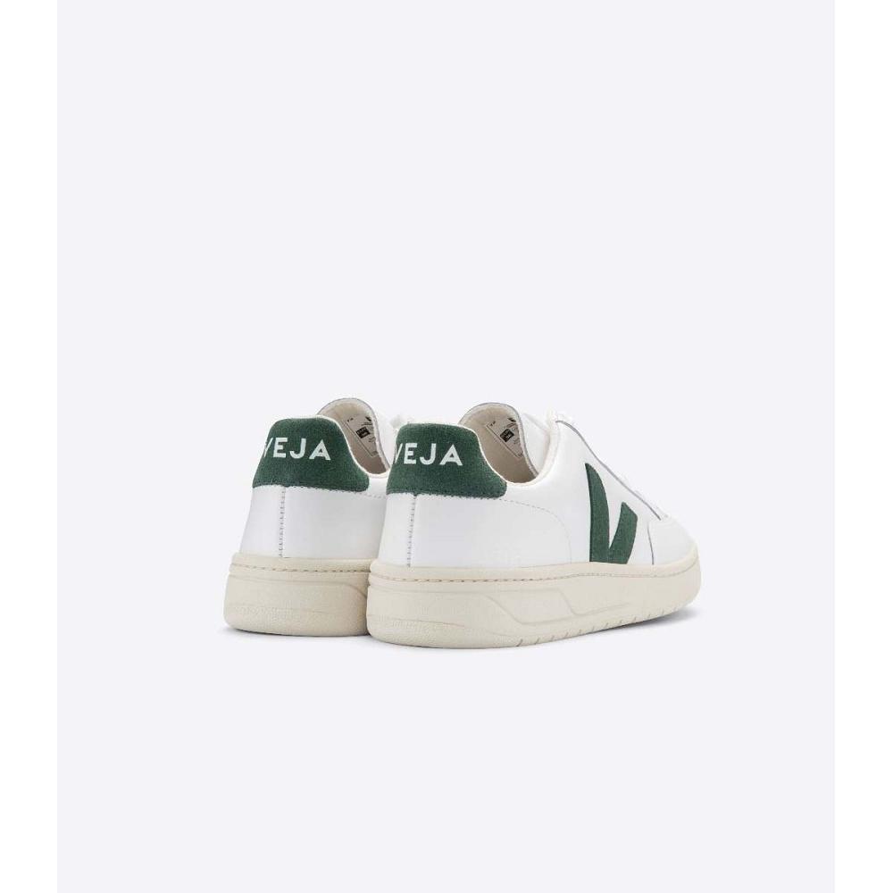 Veja V-12 LEATHER Sneakers Dames White/Green | BE 671KOR